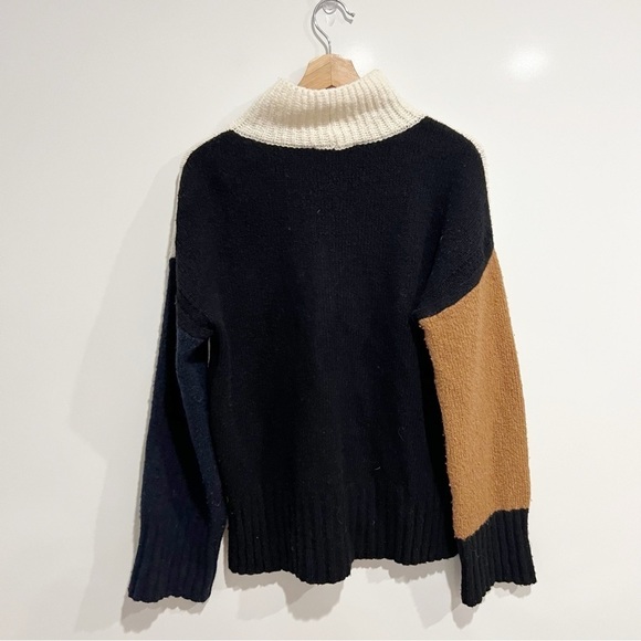 FRAME Color Blocked Sweater Turtleneck Pullover Wool Silk Cashmere - Picture 6 of 13